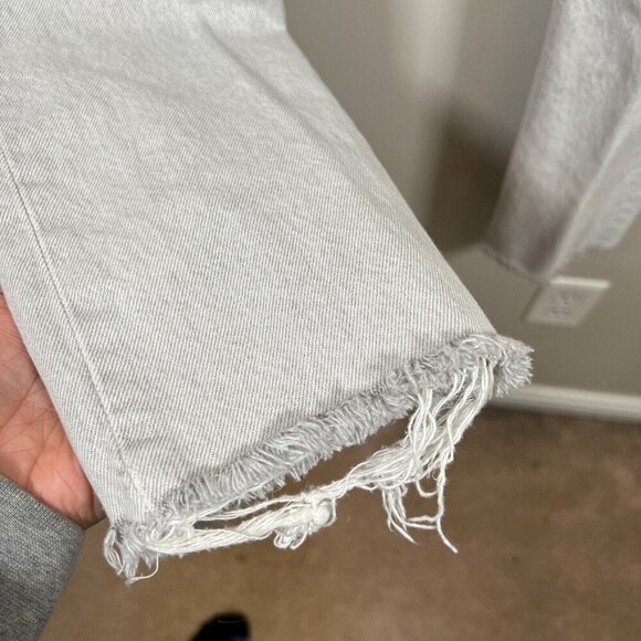 Agolde Criss Cross Jeans Size 24 Gray Frayed Hem Straight Leg High Rise Denim - Picture 9 of 12